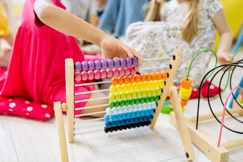 Kids learning with abacus